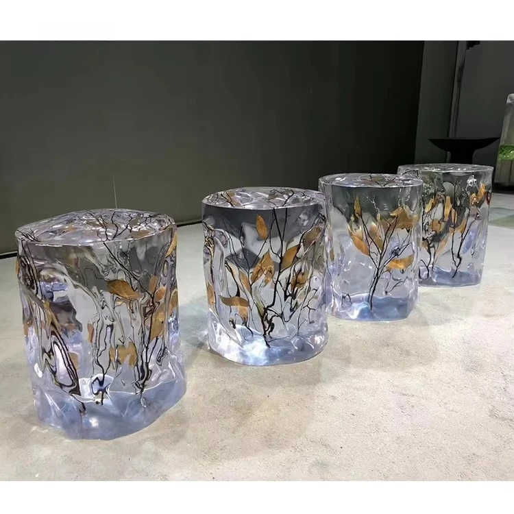 Factory wholesale fashion high quality home decoration footstool transparent acrylic epoxy chair