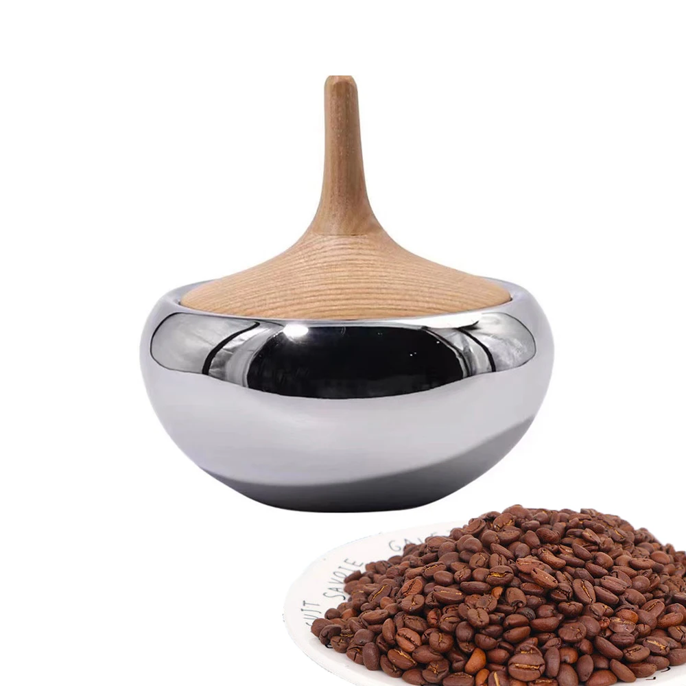 Stainless Steel Oak Storage Tank Kitchen Storage Bottles Jar Food Container Grains Pu'er Tea Can Coffee Beans Candy Jars