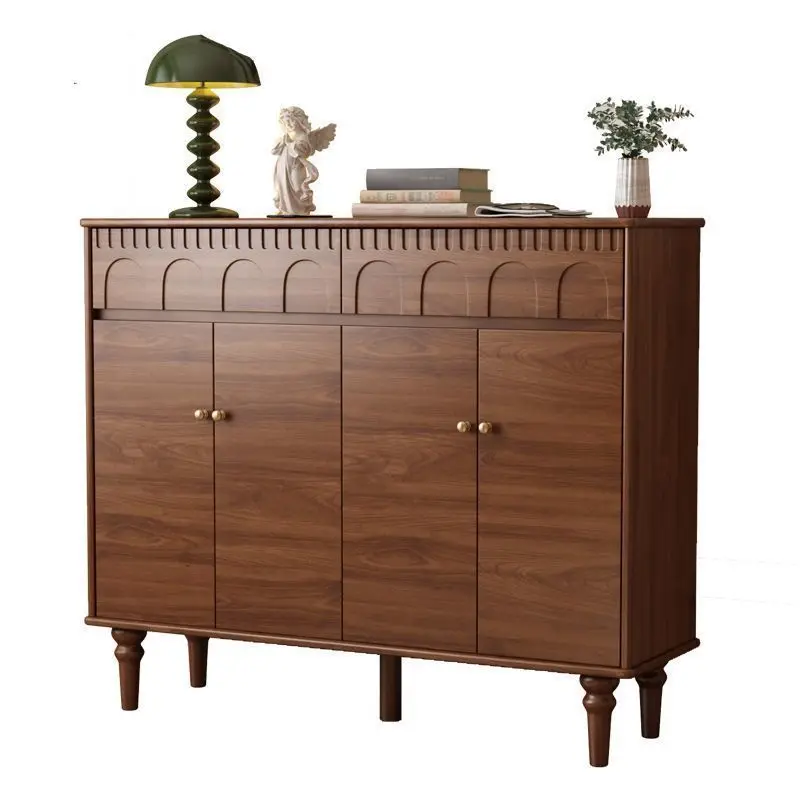 Solid wood shoe cabinet, living room entrance cabinet, multi-layer storage of large-capacity storage