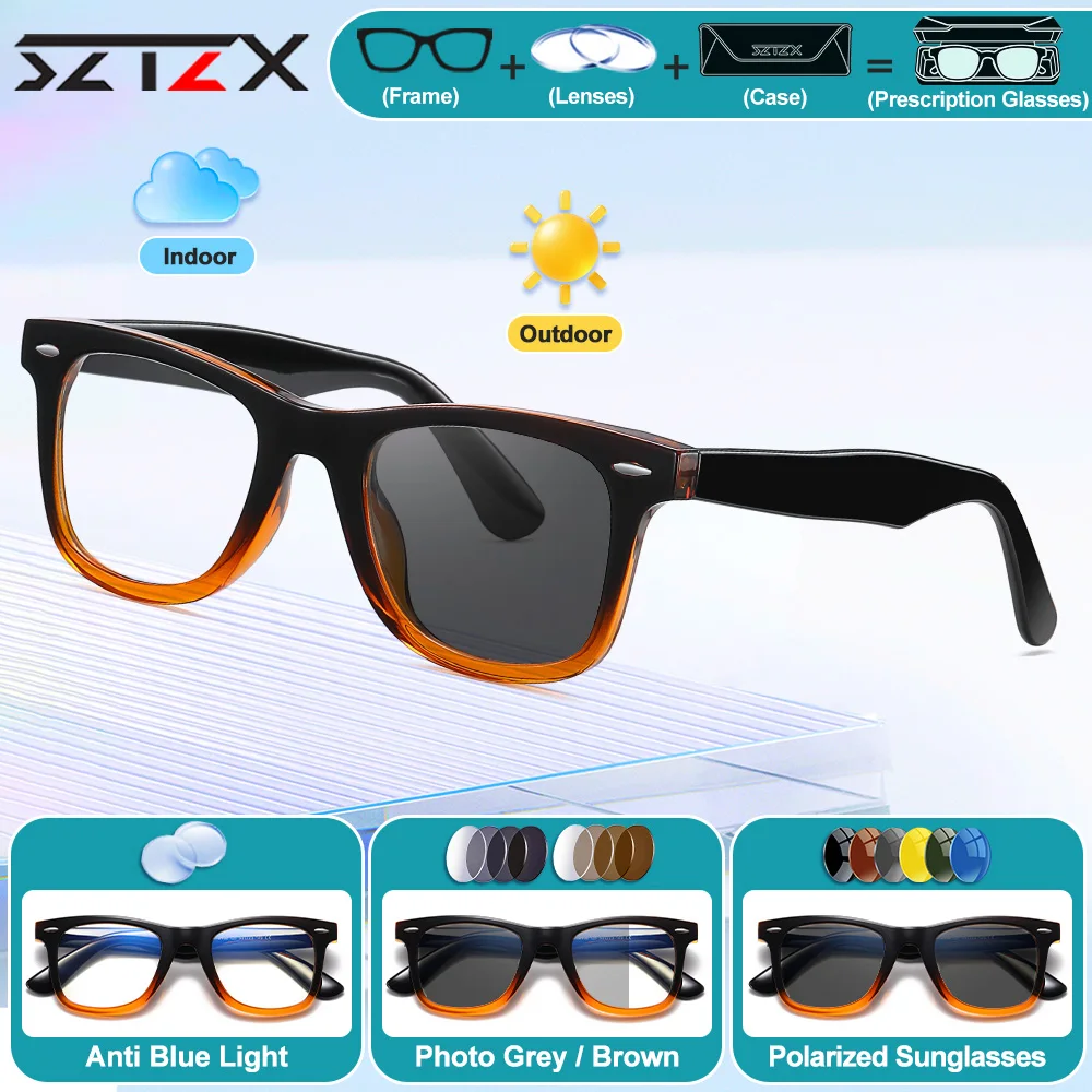 

SZTZX классические прямоугольные фотохромные очки для чтения для близорукости женские маленькие оправы с защитой от синего света мультифокальные очки по рецепту