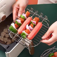 8 Inch Outdoor Grill Set with Skewers Square Air Fryer Grill Steamer Stainless Steel Barbecue Bracket BBQ Air Fryer Accessories