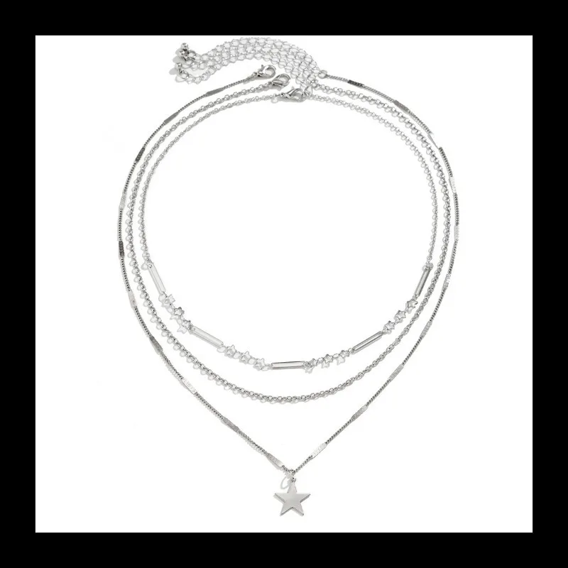 مجموعة بسيطة ومتعددة الاستخدامات، قلادة على شكل نجمة، سلسلة معدنية رفيعة ورائعة.