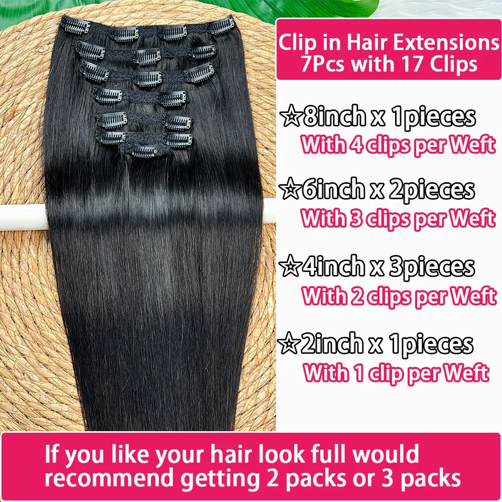 Clip In Hair Extensions Human Hair Vietnamese Bone Straight Clip In Natural Black Color Clip Ins Raw Hair 100g/PCS For Women