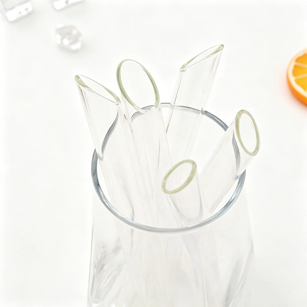 12mm Glass Drinking Straw Reusable High Borosilicate Glass Straw Set with Brush Bubble Tea Smoothies Party Bar Accessories