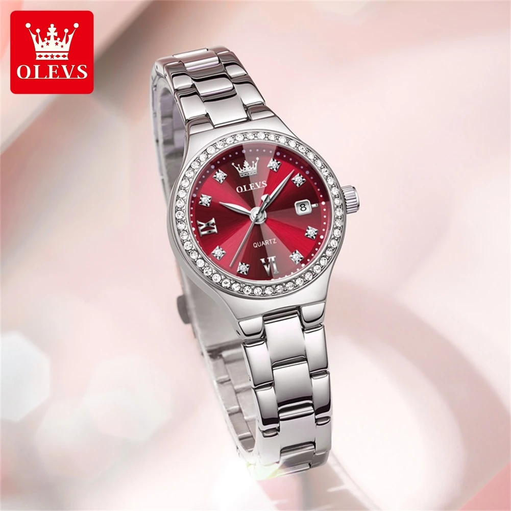 OLEVS 5628 Brand original authentic watch for woman Gift Box British women's watch with steel band and diamonds