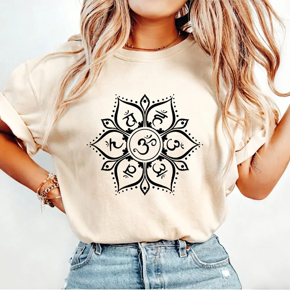 Seven Chakras T-Shirt Yoga Tee Meditation Mandala Shirt Chakra Symbols Outfit Summer Casual Top for Yoga Enthusiasts Clothing