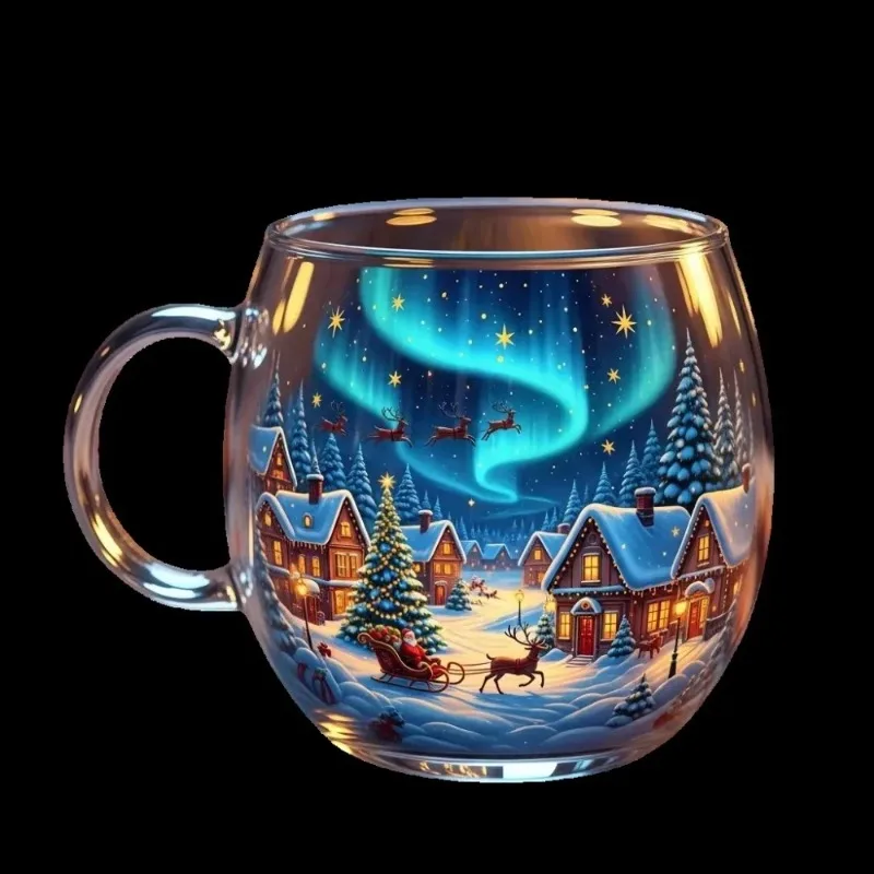 

Christmas Mug Haunted Path Glass Coffee Mugs Beverage Containers Party Supplies for Home Farmhouse Apartment Hotel Counter
