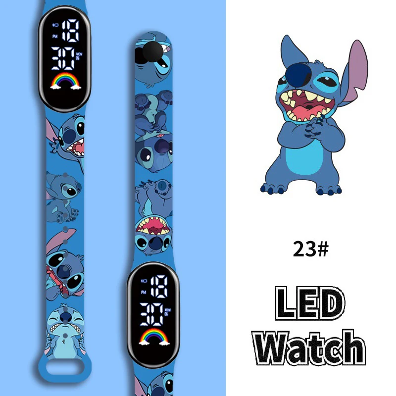 Disney Cartoon Stitch relógios para crianças, Pulseira LED, Relógio eletrônico digital, Relógio impermeável para crianças, Moda meninas