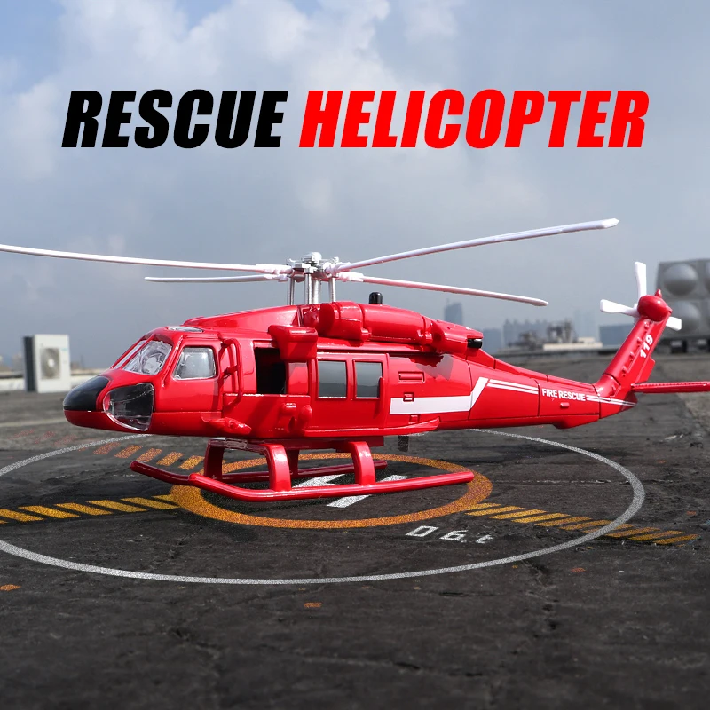 1/64 Scale Blackhawk UH-60 Alloy Helicopter Diecast Toy Model Fighter Military Flying Airplane Simulation Light Toys For Kids