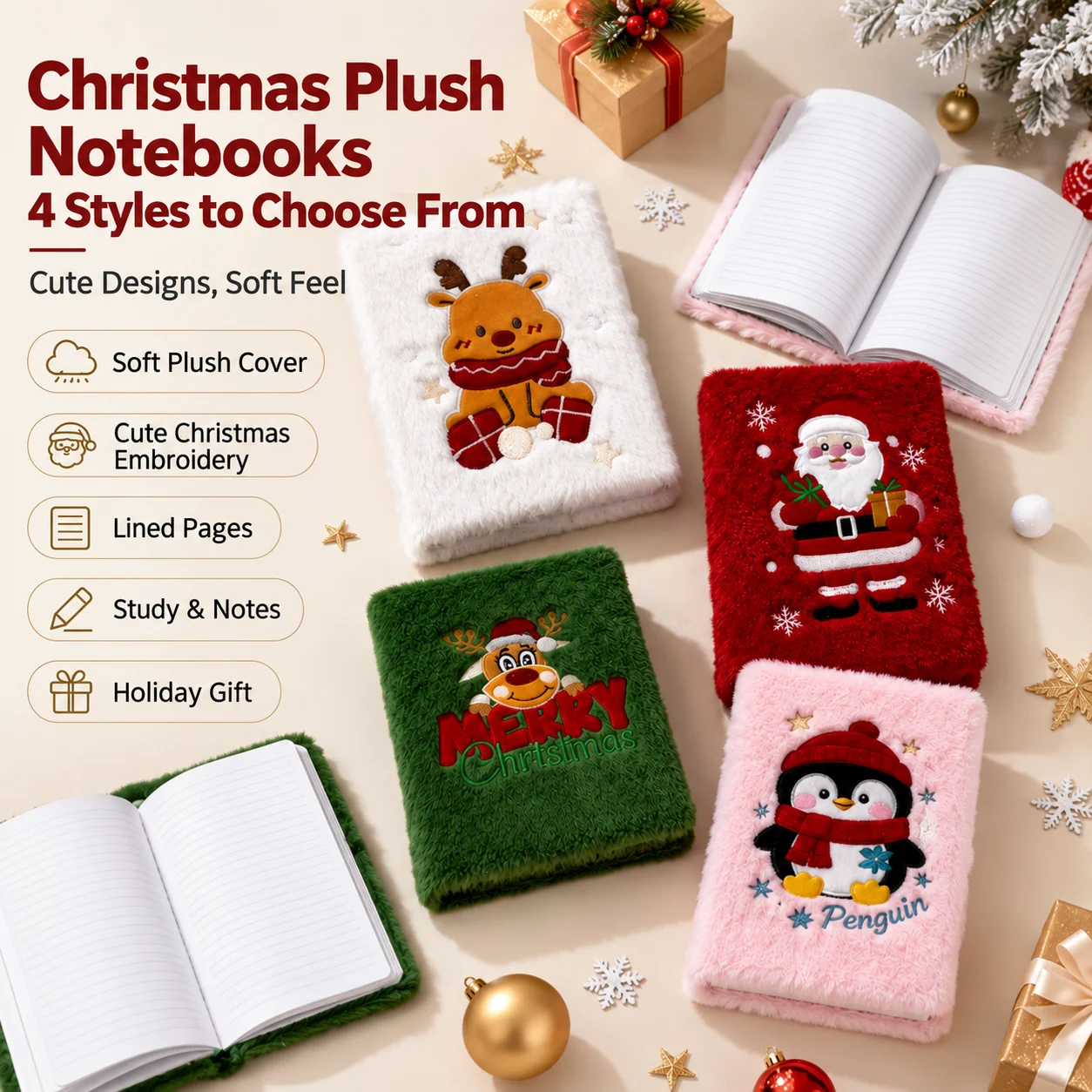 A5 Notebook Embroidered Plush Cover Notebook Embroidered Notebook Plush For Daily Writing Note Taking Classmates