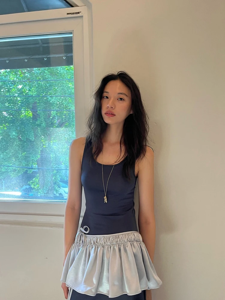   กระโปรงทรงเอเอวสูง แบรนด์ ANG Soft Light สไตล์เกาหลี รุ่นแท้ ผลิตภัณฑ์คุณภาพ ฤดูใบไม้ผลิ 2025 ผลิตจากเส้นใยโพลีเอสเตอร์