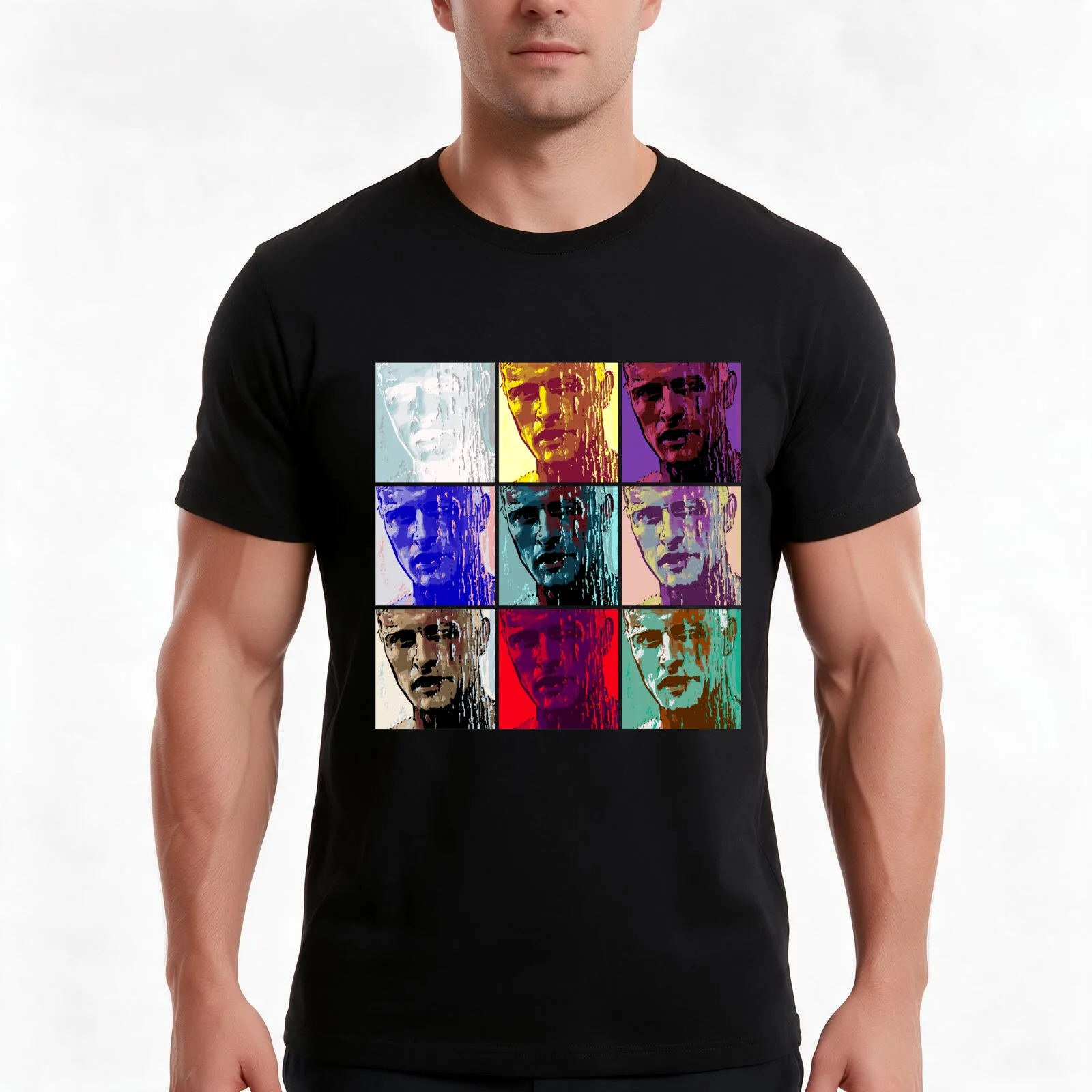Bladerunner Roy Rutger Hauer Tribute Warhol Pop Art T-Shirt, Summer Casual Cotton Tee, Oversized Streetwear Tops, 100% Cotton