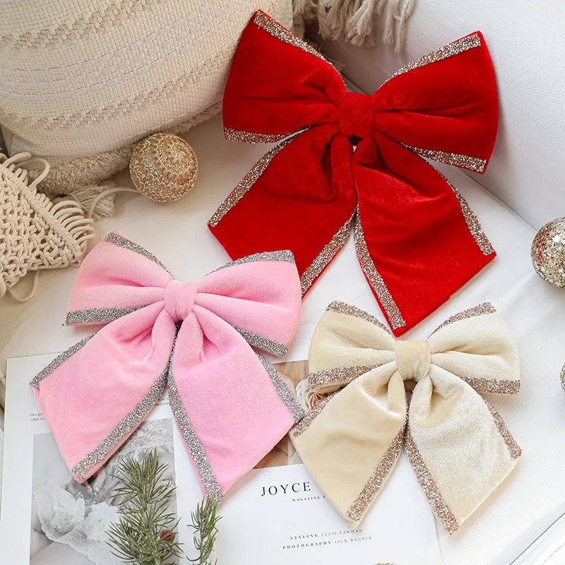 Christmas Bow Christmas Tree Ornament Large Red Soft Bow Door Wall Wreath Garland Decor New Year Xmas Home Party Decoration