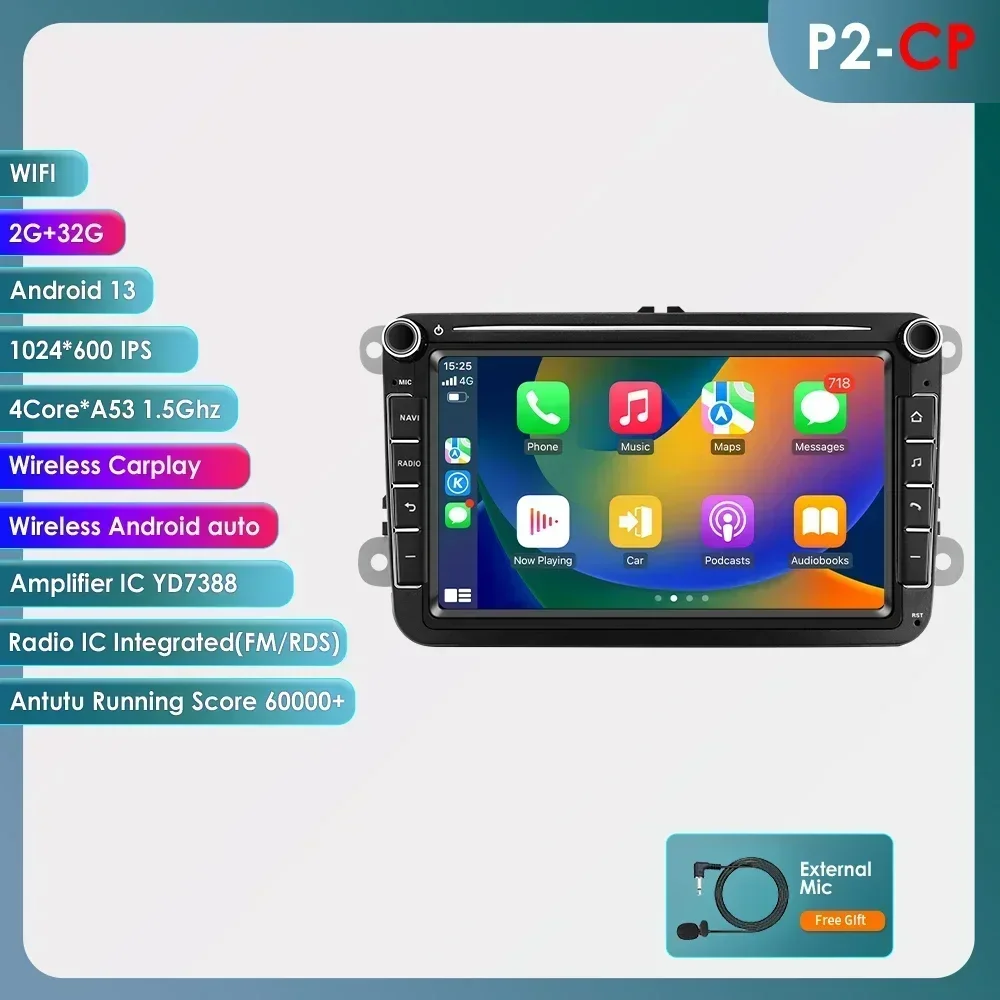 8 ''Scherm 2din Android Autoradio Multimedia Video Player voor Volkswagen Skoda VW Tiguan Touran Caddy Jetta Polo passat Seat GPS