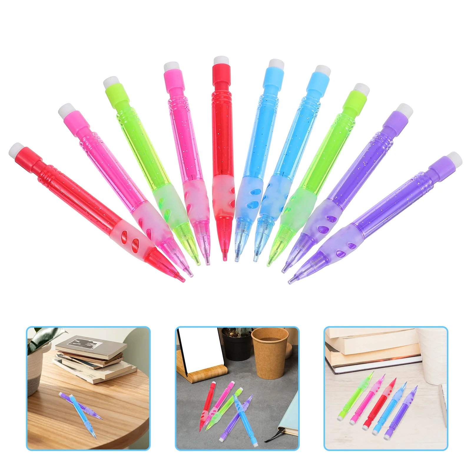 

10Pcs Compact Mechanical Pencils 0.7mm Mini Automatic Short Pencils Eraser Office School Drawing Supplies Mini Mechanical Pencil