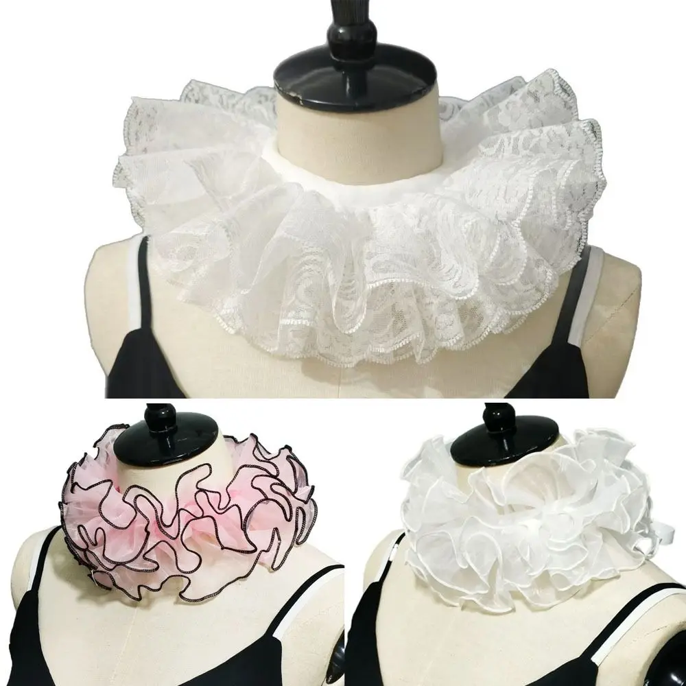 Ruffled Lace False Collar Layered Design Detachable Detachable Collar Palace Aristocratic Literary Necklace Shawl