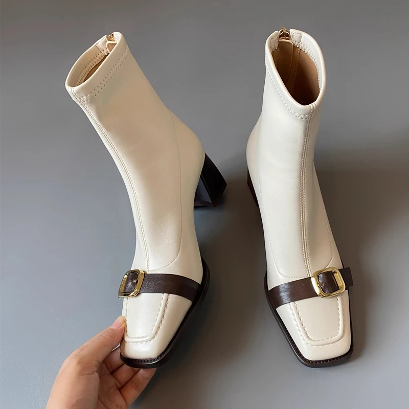 

Ankle Boots for Women High Heels Fashion Shoes Square Toe Deisgner Woman's Boots 2025 Luxury Winter Pumps Mujer Chelsea Botas