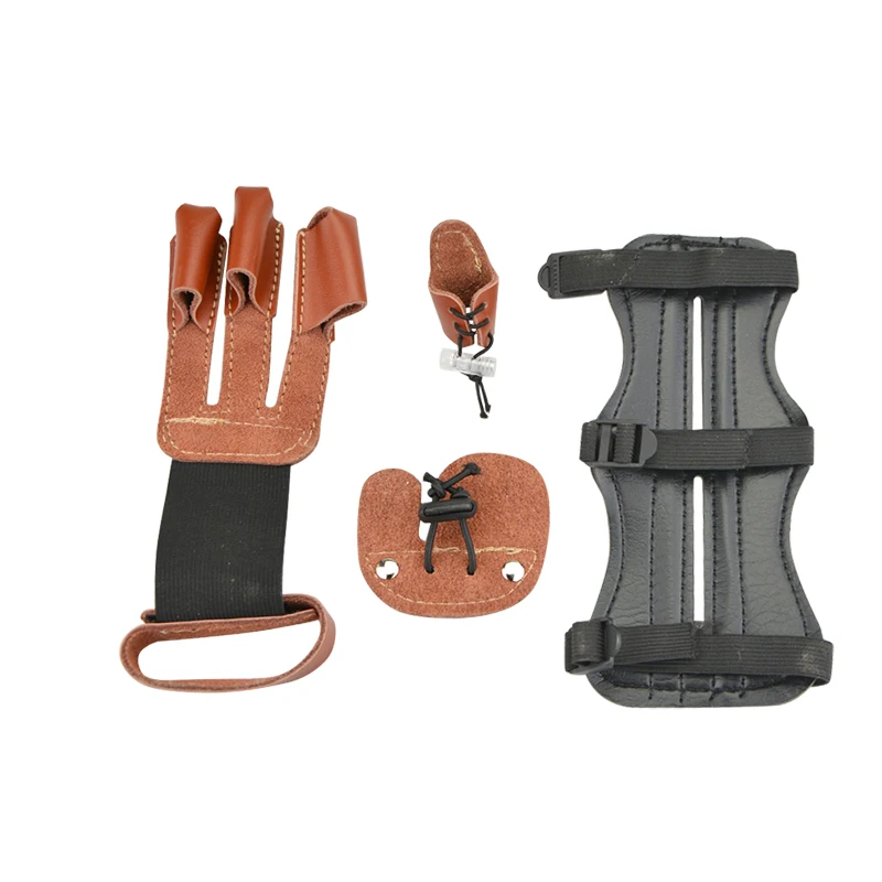 

Archery Protective Gear Combination Set Arm Guard Bracers Finger Tabs Thumb Ring Finger Protector Protective Gear Set