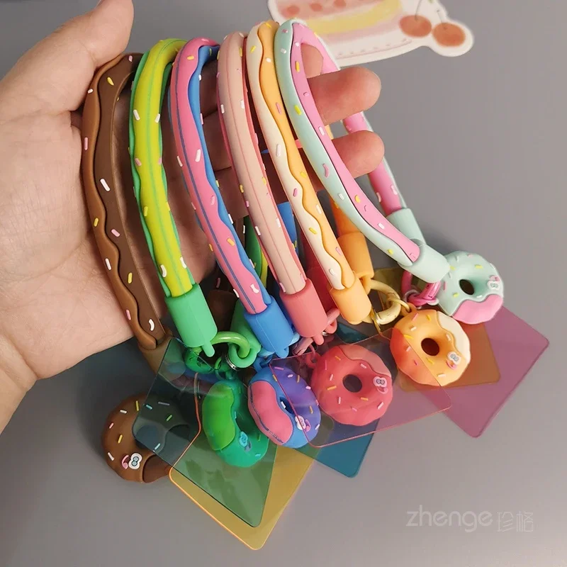 Phone Lanyard Short Wrist Strap Silicone Donut Pendant Clip Style Phone Case Universal Detachable Bracelet Silicone Phone Strap