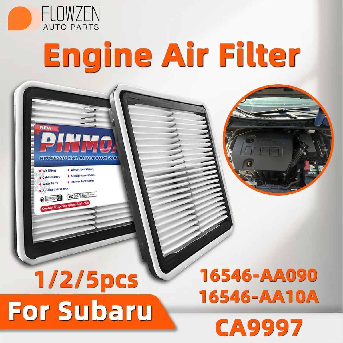 

1/2/5pcs Engine Air Filter Efficiently Filters Impurities For Subaru Crosstrek 16546-AA090 PA4197 CAP9997 Extending Engine Life