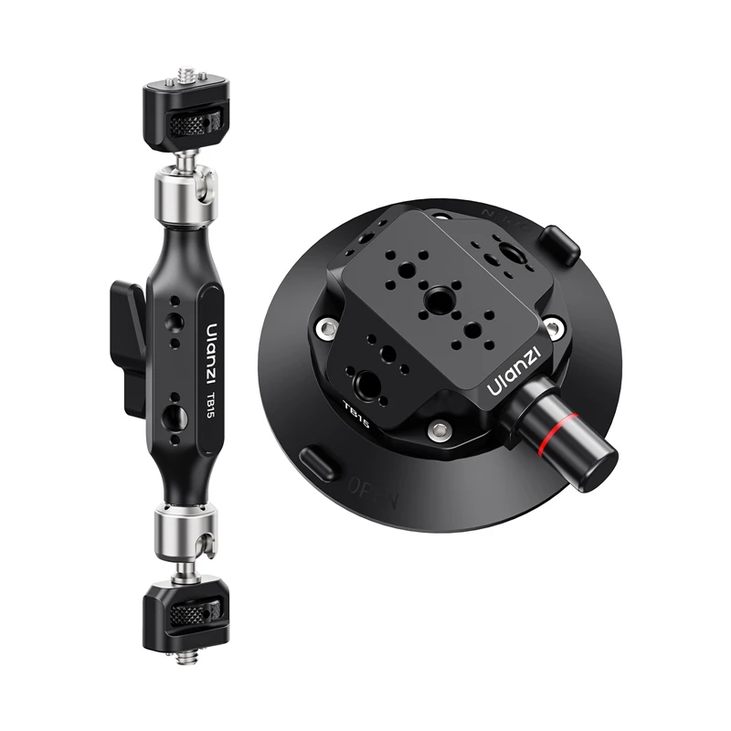 Ulanzi TB15 Suction Cup Mount 3KG Load with 360° Ballhead Double-Ended Magic Arm for Side Car Door Mounts Side Portrait POV Shot
