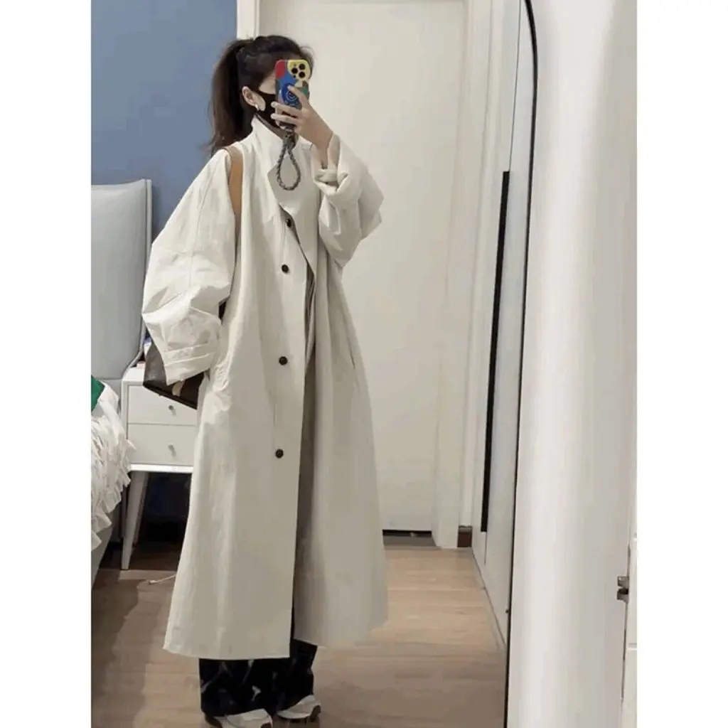 

Женская ветровка средней длины, верхняя одежда белого цвета в британском стиле, осенняя модная элегантная красивая одежда