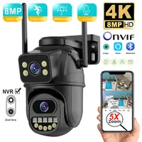 Cámara de seguridad 4K 8MP Zoom 5X lente Dual pantalla WiFi exterior protección del hogar 6MP IP PTZ cámara de videovigilancia CCTV