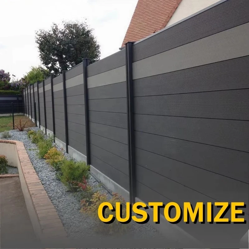 Customizable Outdoor WPC Privacy Security Fence Panel, Moisture Resistant Composite Wood Slat Fencing for Villa Garden Apartment