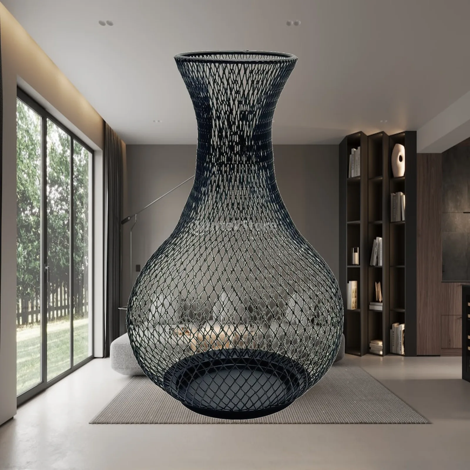 Decorative Iron Storage Basket for Wine Cork Display with Airy Lattice Construction