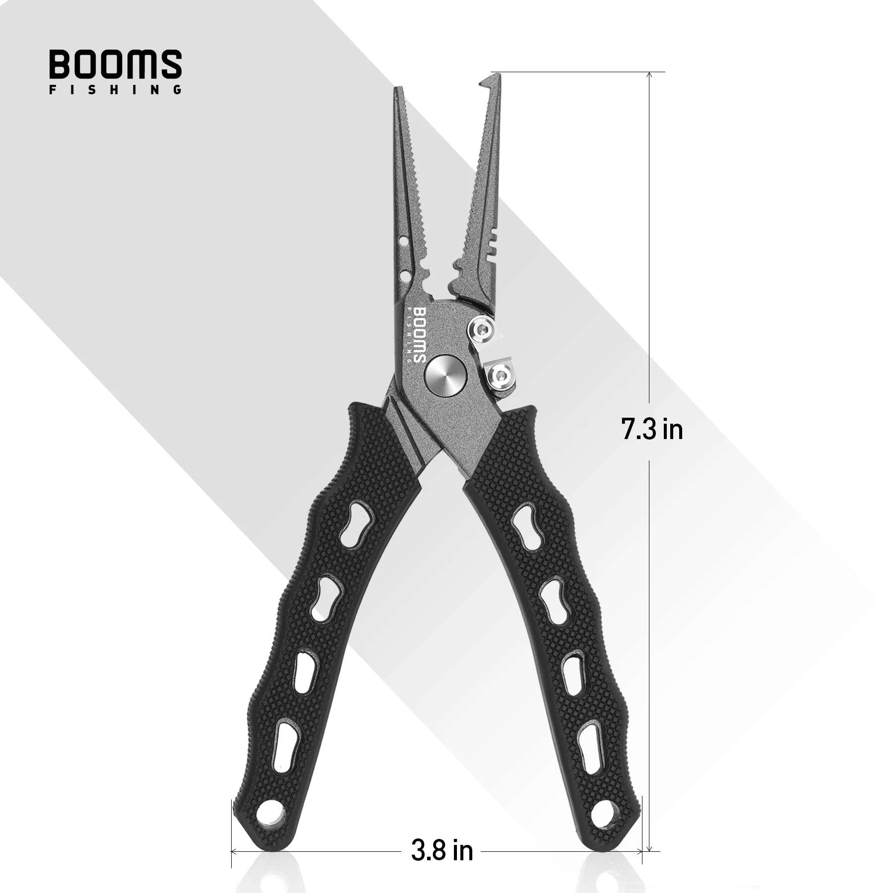 Booms Fishing F07 Stainless Steel Fish Fishing Plier Scissor fishing crimping pliers with Lanyard and Sheath