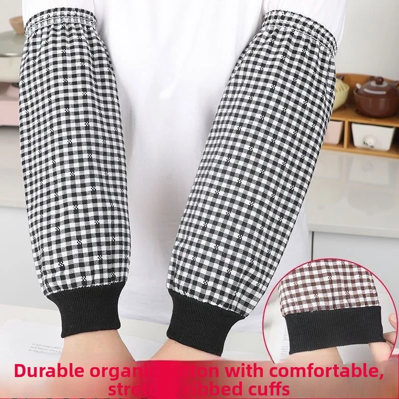 Screw-on Cotton Sleeves for Cleaning and Oil Protection, Pure Cotton Arm Covers for Autumn and Winter Kitchen Use
