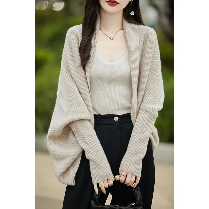 Women Cardigans 100% Wool Shawl 2024 Autunmn/Winter Cashmere Loose Sweaters Women Ladies Jumpers Warm Clothing