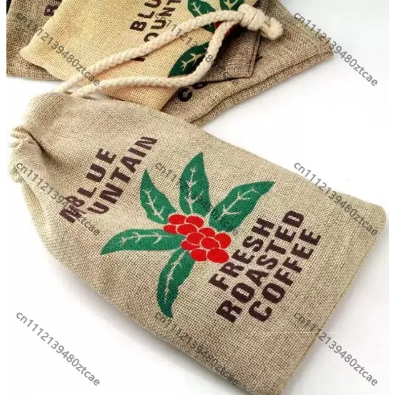 DIY Hessian Drawstring Sack Coffee Bean Storage Bag Breathable Packaging Pouch