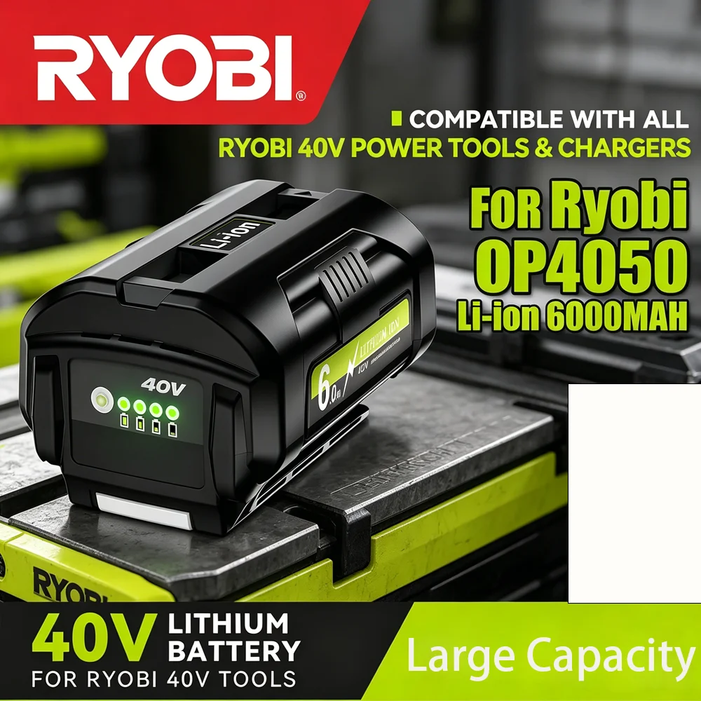 

Universal 40V Li-ion Power Battery RYOBI 6.0Ah OP4050 OP4040 OP4035 Electric Grass Trimmer Snow Blower Battery Large Capacity