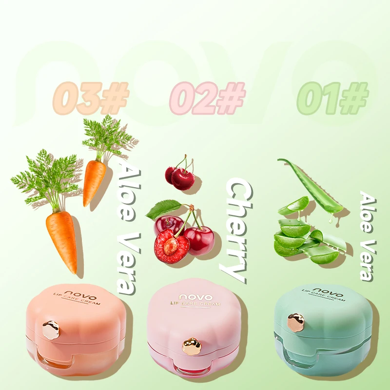 Fancy Lip Mask with mirror Dip Brush - แครอทเชอร์รี่ว่านหางจระเข้ Lip Treatments, Moisturizing & Glossy Finish, ทุกสภาพผิว