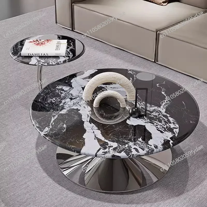 Magazine Hardcover Coffee Table Design Luxury Metal Black Round Coffee Table Living Room Creative Couchtisch Unique Furniture