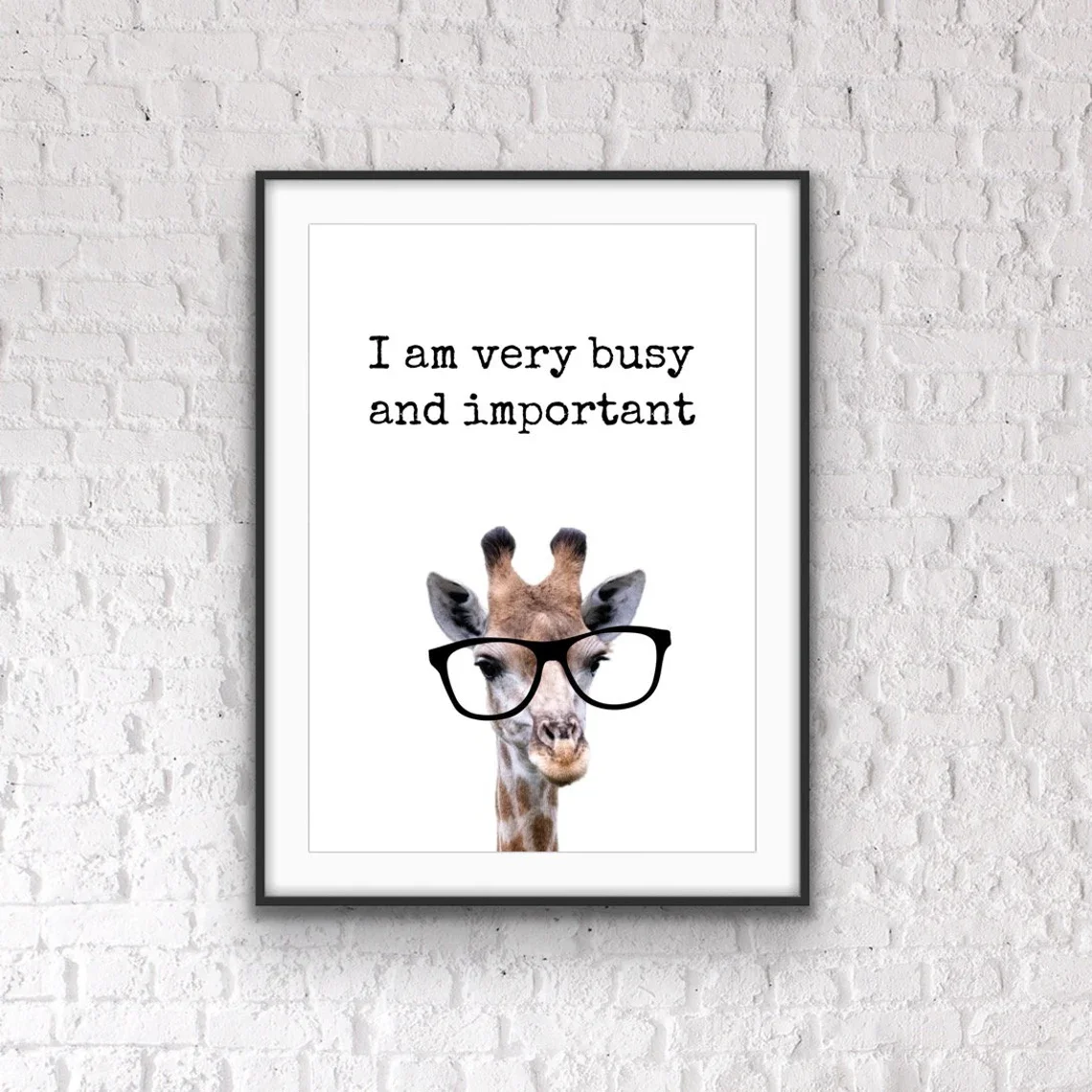 Funny Office Print – I Am Very Busy and Important Giraffe, Work From Home Decor, Office Wall Art