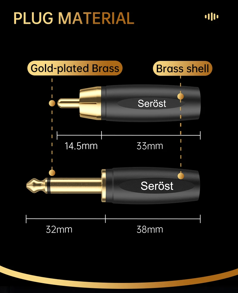 Serost StarPro HiFi Versilbertes OFC-Sauerstofffreies Kupfer-Audio-Adapterkabel 6,5mm auf RCA-Buchse für Lautsprecher, Verstärker, Mischpult – Detail 8