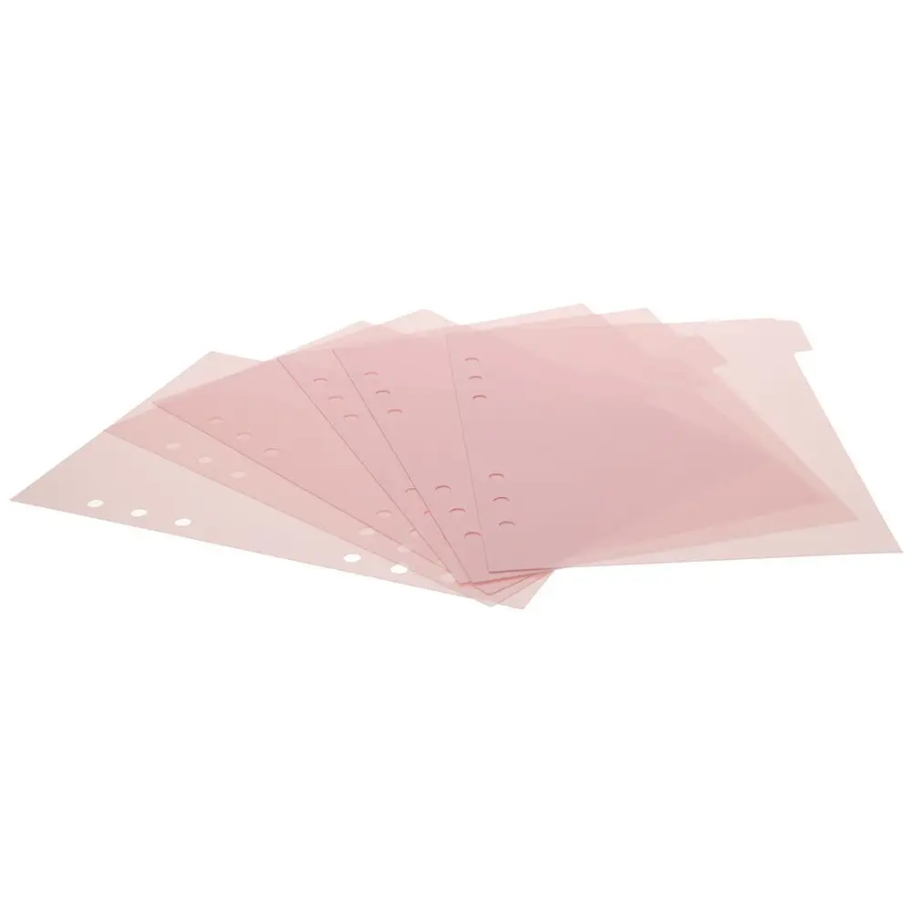 6 PCS Indexing Cards 6 PCS Binder Divider A5 6 Ring Index Page Tabs Pink Plastic Binder Index Dividers Home