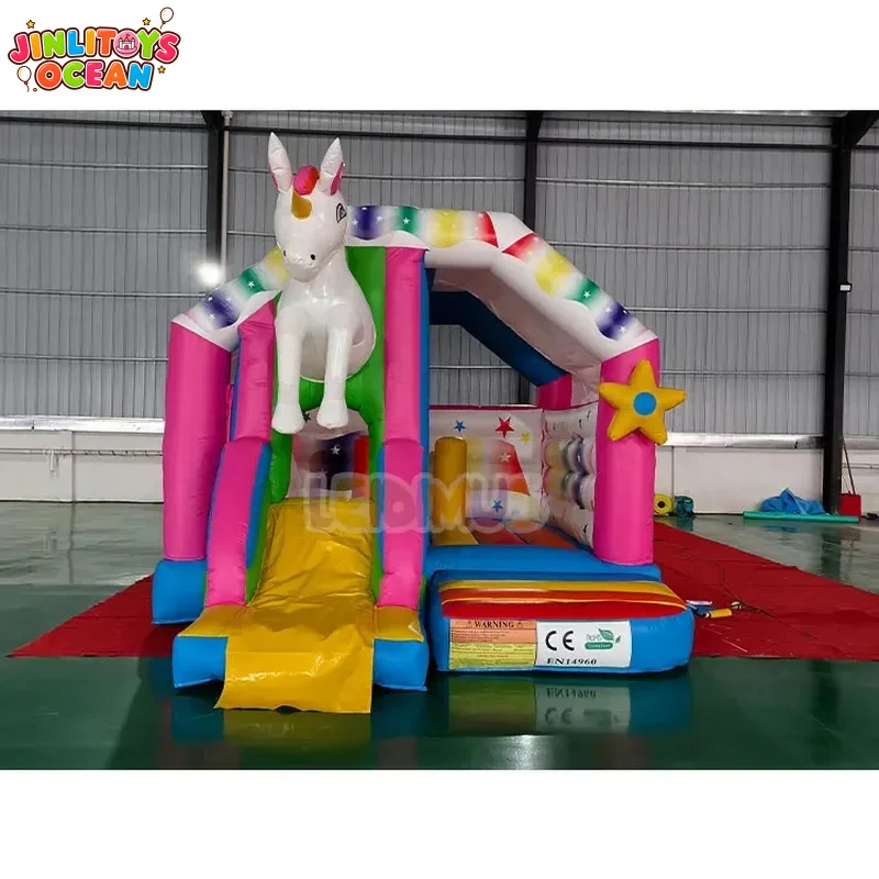 Unicorn Theme Commercial Bouncy Castle Inflatable Combo Bounce House Girls Jumping Inflatable Castle for Kids Party Rental