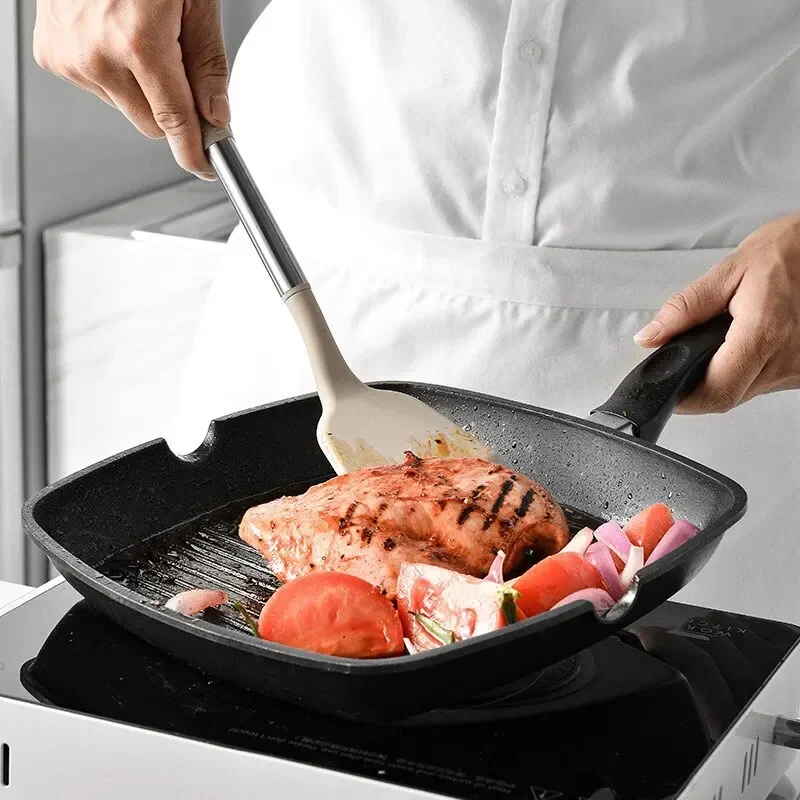 13 PCS Silicone Kitchen Utensil Set Stainless Steel Handle Kitchen Cooking Baking Tools Kitchenware Accessories Storage Bucket view 3