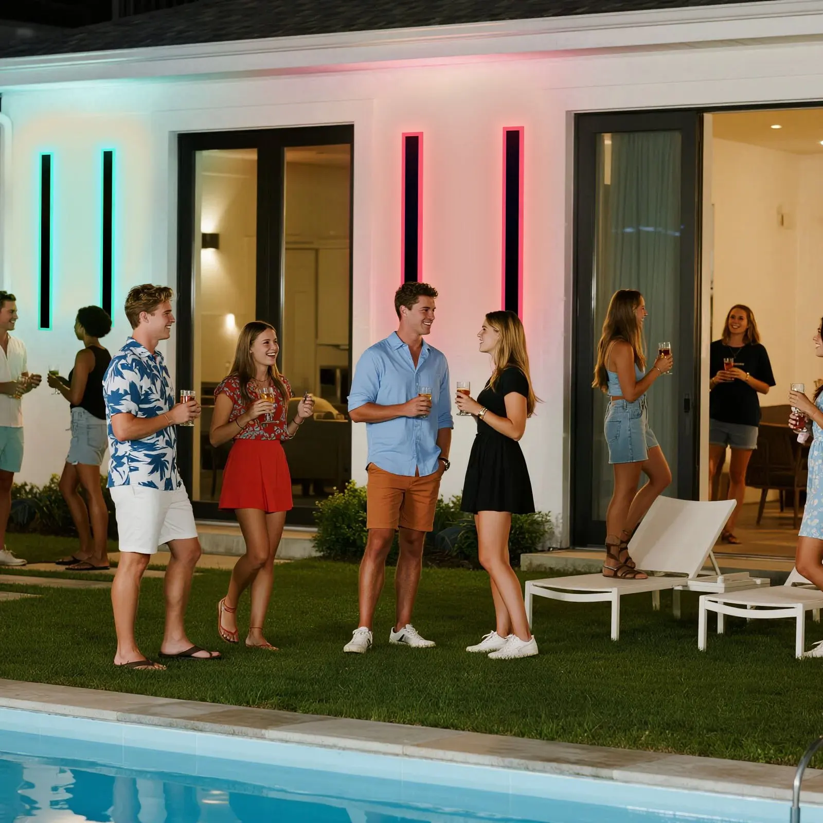 

Outdoor Wall Lights, 2 Pack, 39.4 Inch Long RGB Modern Exterior Wall Sconce Light Fixtures, 2700K-6000K, IP65 Waterproof