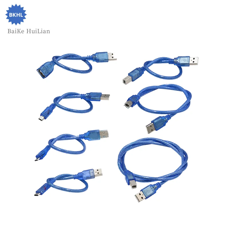 Cable de datos USB para impresora, cable azul compatible con Arduno Micro/Mini/Tipo C/tipo B, 10 unidades por lote