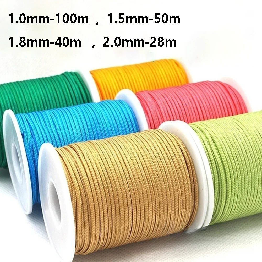 

1.0/1.5/1.8/2mm 100m 50m 40m 28m Nylon Cord Thread For Jewelry DIY Making Necklace Handmade Material Rope Beading Braided String