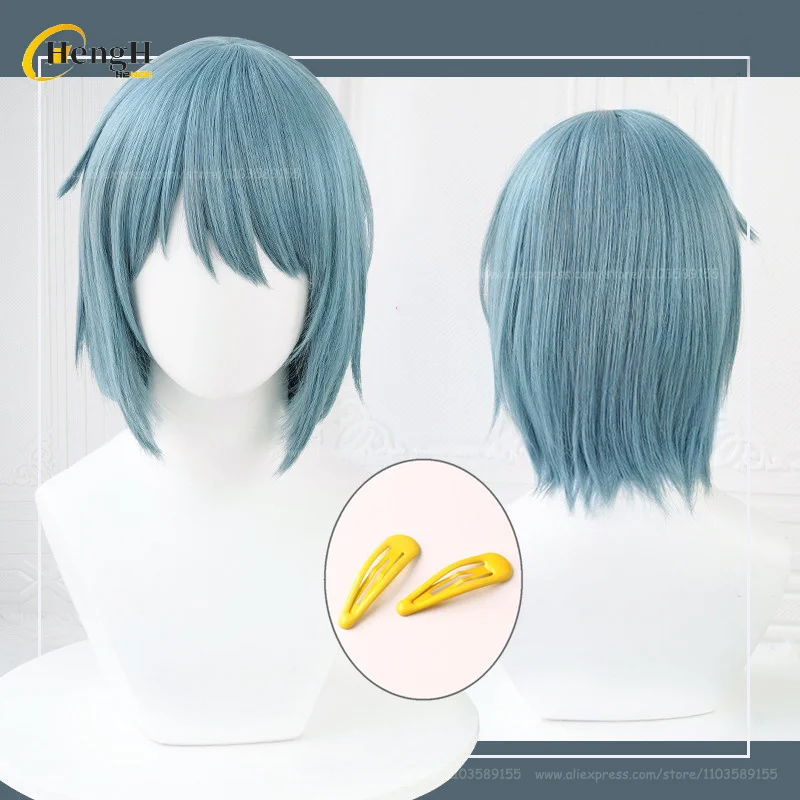 

New! Miki Sayaka Synthetic Wig Anime Cosplay Short 30cm Blue Grey Wig And Headwear Heat Resistant Hair Party 2024 Wigs + Wig Cap