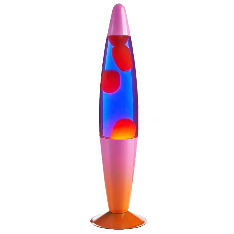 

16" Ombre Sunset Lava Motion Volcano Lamp, Orange Wax in Purple Liquid, Metal Base