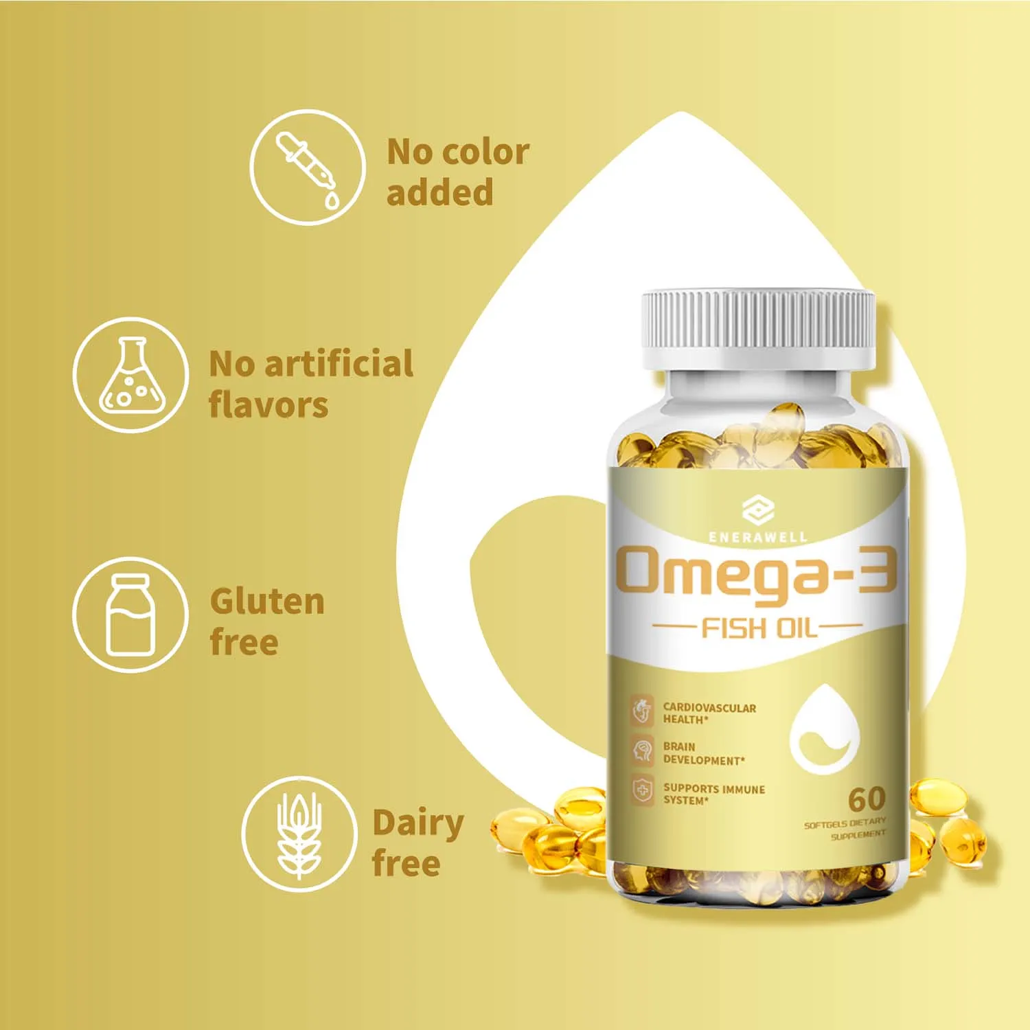 Omega 3 Fish Oil - Rich in EPA+DHA, Supports Joint, Brain and Eye Health, Enhances Immune Function, and Antioxidant
