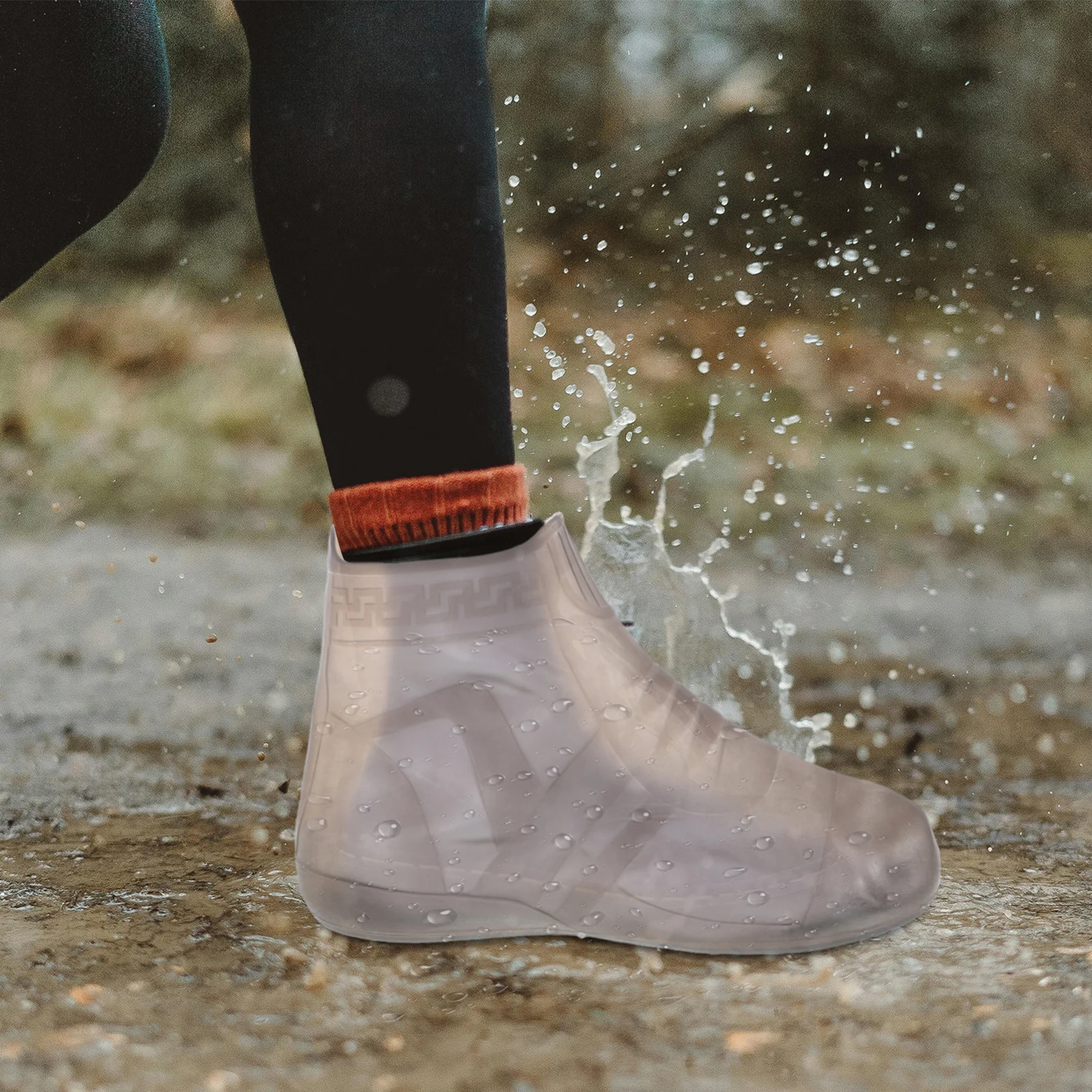 

1Pair Rain Shoes Covers High Elastic Silicone Waterproof Shoe Protectors Non Slip Wear Resistant Rain Boot Covers