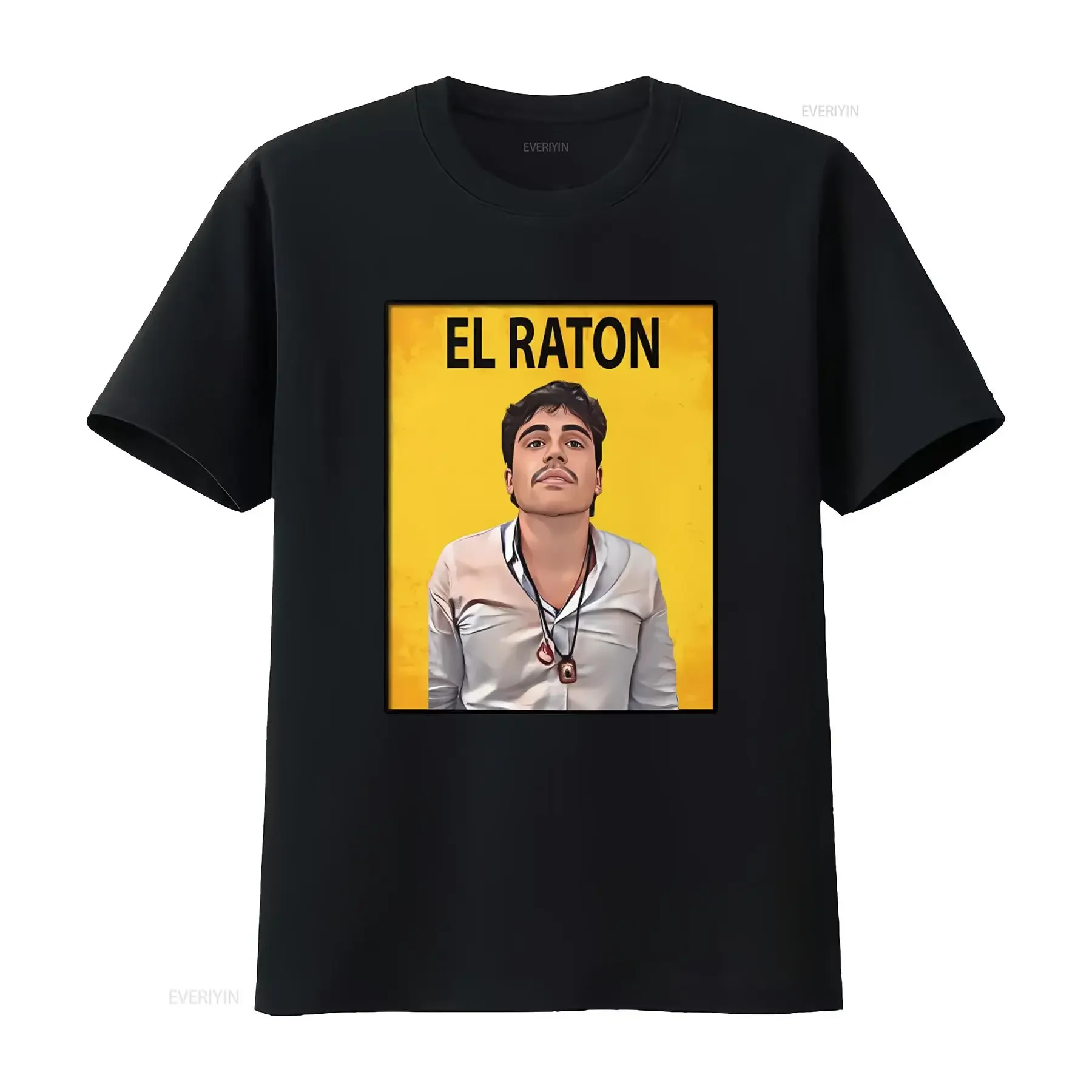 El Raton Ovidio Guzman Lopez T shirt with Bold Print vintage Washed fashion Versatile Slightly homme Unisex graphic