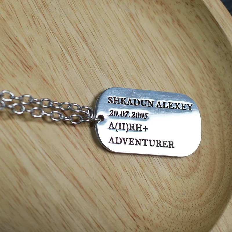 Stainless Steel Custom Name Text ID Tag Pendants Necklace Nameplate Anti-lost Cutting Personalized Necklace Jewelry Woman Man